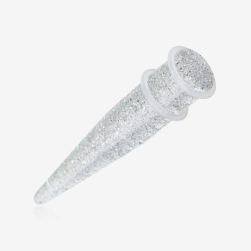 A Pair of Glitter UV Acrylic Taper-Clear